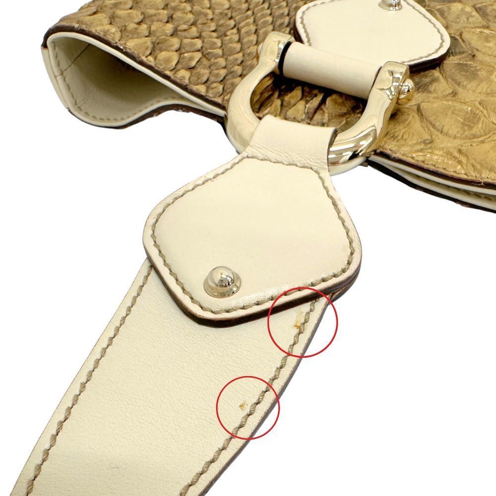 Gucci Leather Handbag Brown X Button Python - image 8